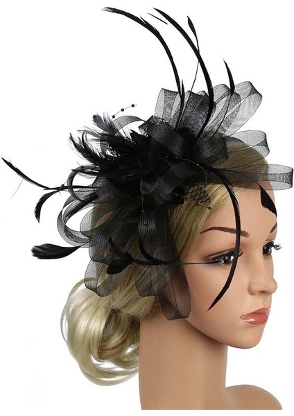 Mavi Stil Kadınlar Için Tüylerle Şık Baş Bandı Gelin Tacı Tacı Kentucky Derby Düğün Kokteyl Çiçek Tüy Saç Tokası (Yurt Dışından) modelleri