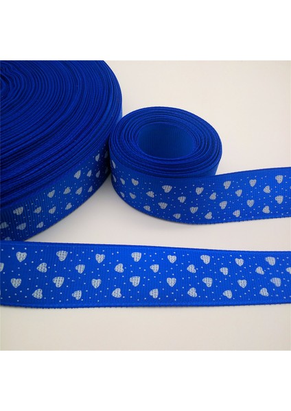 Mavi Stil 5 Yard 1'' Kalp Şekilli Baskılı Grosgrain Kurdele Saç Kurdelesi Mg (Yurt Dışından)