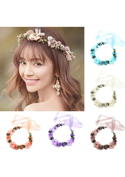 Mavi Stil Kadın Kızlar Için Kurdeleli Parti Düğün Başlığı ile Sahte Çiçek Çelenk Tacı (Yurt Dışından) fiyatları