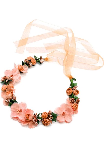 Mavi Stil Kadın Kızlar Için Kurdeleli Parti Düğün Başlığı ile Sahte Çiçek Çelenk Tacı (Yurt Dışından) modelleri