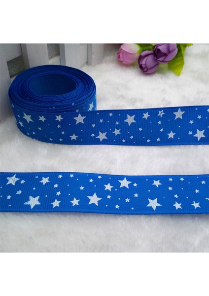 Mavi Stil Yeni 5 Metre 1'' Yıldız Baskılı Grosgrain Kurdele Saç Kurdelesi Kendin Yap - E-Ticaret (Yurt Dışından)