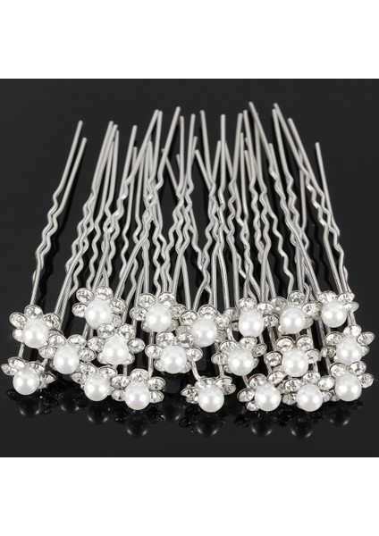 Düğün Gelin Inci Çiçek Kristal Saç Tokası Düğün Arkadaşı Beden 20; Renk Gümüş (Yurt Dışından) fırsatları