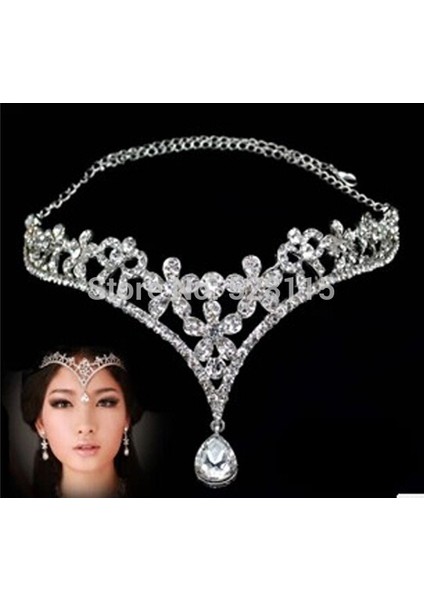 Gümüş Tarzı 1'li Paket 1 Adet Moda Gümüş Taşlı Taç Kafa Zinciri Gelin Tacı Takıları Düğün Saç Aksesuarları Için Düğün Saç Bandı - @6 (Yurt Dışından)