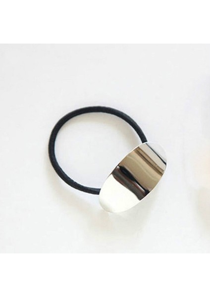 Gümüş Tarzı Oval Kore Kızları Saç Aksesuarları Kadın Metal Kalp Elastik Saç Tokaları Bantları Saç Lastiği Saç Bandı Scrunchie Scrunchy Mujer (Yurt Dışından)