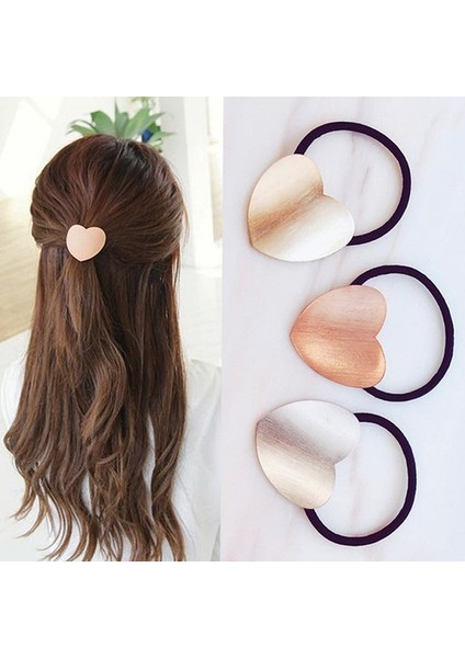 Gümüş Tarzı Oval Kore Kızları Saç Aksesuarları Kadın Metal Kalp Elastik Saç Tokaları Bantları Saç Lastiği Saç Bandı Scrunchie Scrunchy Mujer (Yurt Dışından) fiyatları