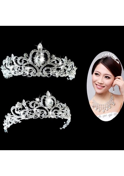 Düğün Gelin Prenses Avusturya Kristal Mezuniyet Saç Tacı Taç Peçe Headband Gümüş (Yurt Dışından) fiyatları