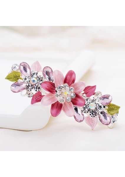 Mor Tarzı Zarif Yüksek Kaliteli Moda Çiçek Taşları Saç Tokası Kızlar Saç Tokası Hediye (Yurt Dışından) modelleri