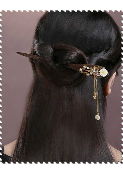 Mor Tarzı Kadınlar Için Moda Saç Tokaları Vintage 16CM Saç Çubuğu Çatal Klasik Moda Saç Aksesuarları Toka Renk: Beyazmorkırmızı (Yurt Dışından)