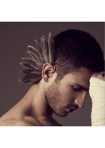 Kahverengi Tarzı Vintage Benzersiz 1 Adet Sol Kulak Klipsli Küpe Cinsiyetsiz Büyük Tüy Kulak Manşeti Deliksiz Altın Kaplama Küpe Kadın Erkek Takı (Yurt Dışından) fırsatları