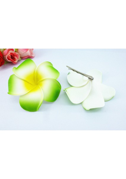 Yeşil Stil 2 Adet 2 Adet Köpük Hawai Plumeria Çiçeği Frangipani Çiçeği Gelin Saç Tokası (Yurt Dışından)