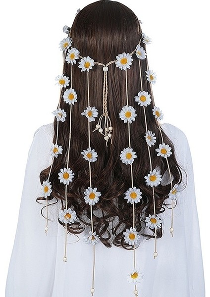 Beyaz Kahverengi Tüy Ipi Taç Bohem Dikiş Renkli Esnek Gypsy Festival Kadın Yaz Hint Saç Aksesuarları Ayarlanabilir Başbandı (Yurt Dışından) indirimleri