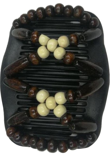 Kahverengi Tarzı Kadın Çift Takma Boncuklu Saç Telleri Saç Tokası - Açıklama: (Yurt Dışından)