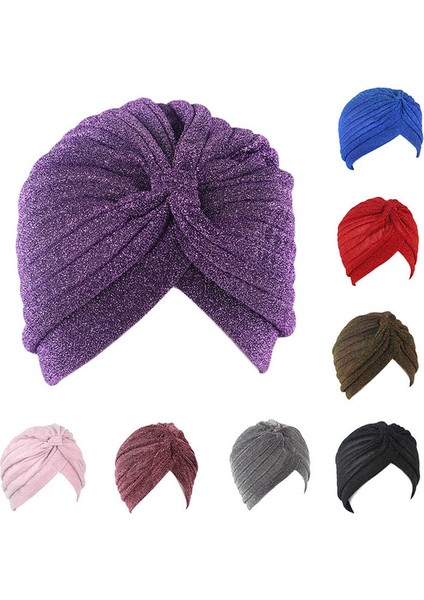 Kahverengi Tarzı 1 Parça Moda Unisex Parıltılı Hint Stil Turban Başlık Şapka Kep Cloche Saç Kapağı (Yurt Dışından) modelleri