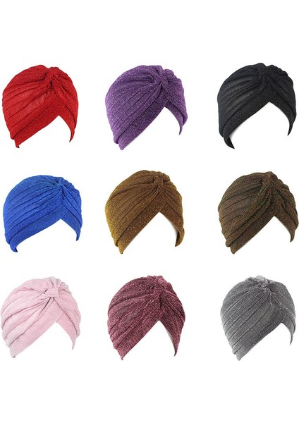 Kahverengi Tarzı 1 Parça Moda Unisex Parıltılı Hint Stil Turban Başlık Şapka Kep Cloche Saç Kapağı (Yurt Dışından) fırsatları
