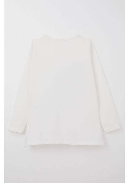 Kız Çocuk Uzun Kollu Tişört Moda Temalı Kız Baskılı 10-16 Yaş, Ekru fiyatları