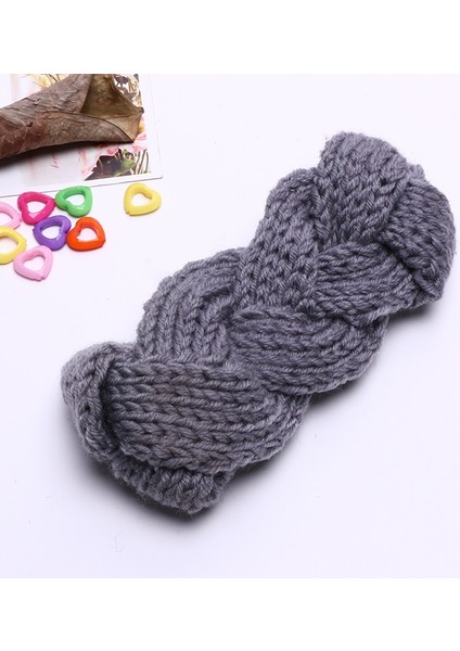 Gri Tarzı Sonbahar ve Kış Sevimli Şeker Renkli Saç Bantları El Örgüsü Yün Sıcak Twist Başbandı (Yurt Dışından)