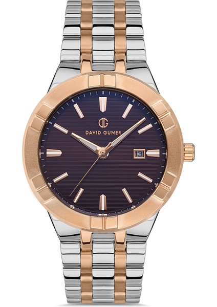 Davıd Guner Kahverengi Kadranlı Rose Beyaz Kaplama Takvimli Erkek Kol Saati