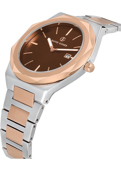 Davıd Guner Rose Kaplama Kahverengi Kadranlı Paslanmaz Masif Çelik Erkek Kol Saati modelleri