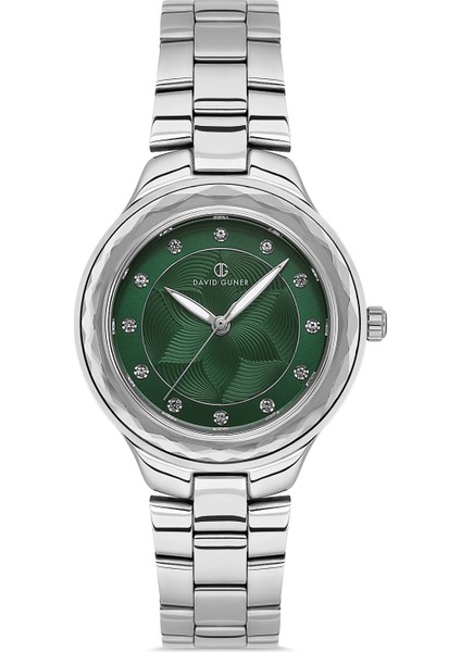 Davıd Guner Yeşil Kadranlı Gümüş Kaplama Düz Kadın Kol Saati