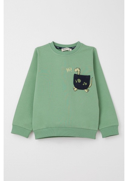 Erkek Çocuk Eşofman Takım Sevimli Dinozor Baskılı 1-4 Yaş, Mint Yeşili fiyatları