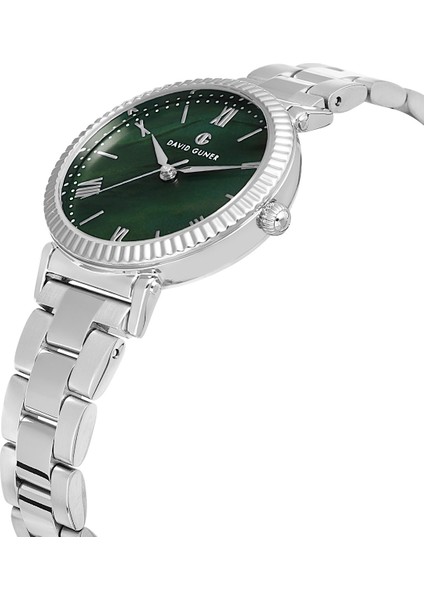 Davıd Guner Yeşil Kadranlı Gümüş Düz Paslanmaz Masif Çelik Kadın Kol Saati modelleri