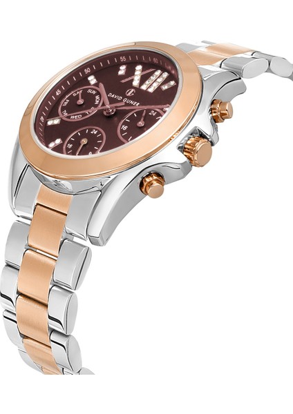 Davıd Guner Rose Kaplama Kahverengi Kadranlı Paslanmaz Masif Çelik Kadın Kol Saati modelleri