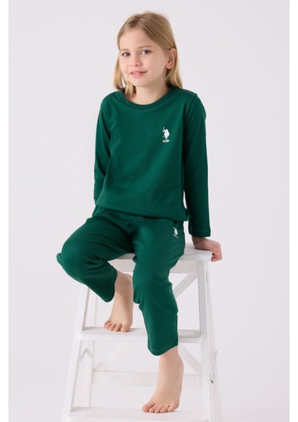 Kız Çocuk Koyu Yeşil Pijama Takımı modelleri