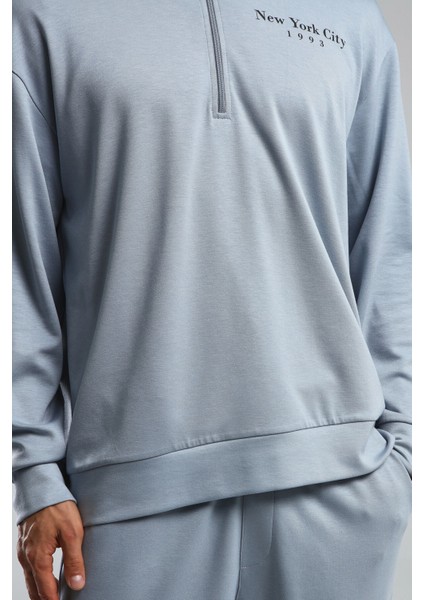 Erkek Mavi Sweatshirt