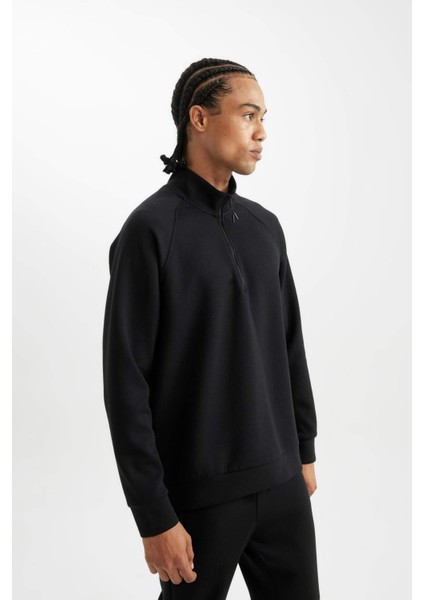 Fit Standart Fit Dik Yaka Yarım Fermuarlı Sporcu Sweatshirt D2363AX24AU