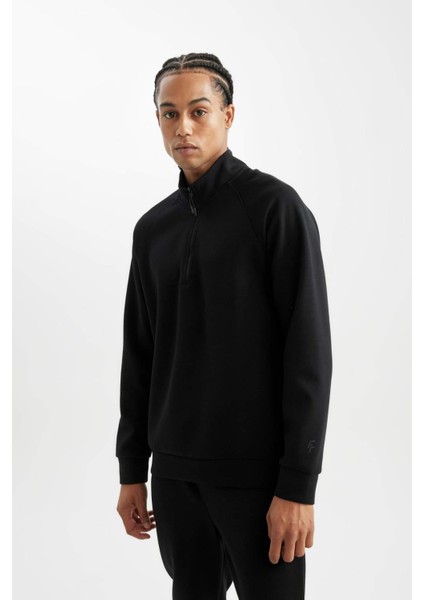 Fit Standart Fit Dik Yaka Yarım Fermuarlı Sporcu Sweatshirt D2363AX24AU