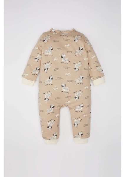 Erkek Bebek Yenidoğan Zebra Desenli Uzun Kollu Tulum D4134A524WN