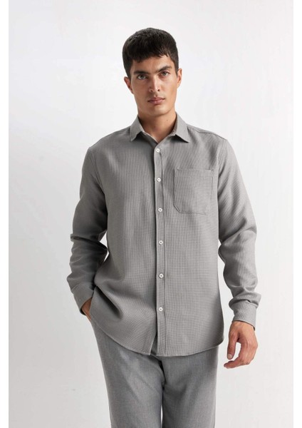 Regular Fit Polo Yaka Pamuklu Uzun Kollu Gömlek D4976AX24AU