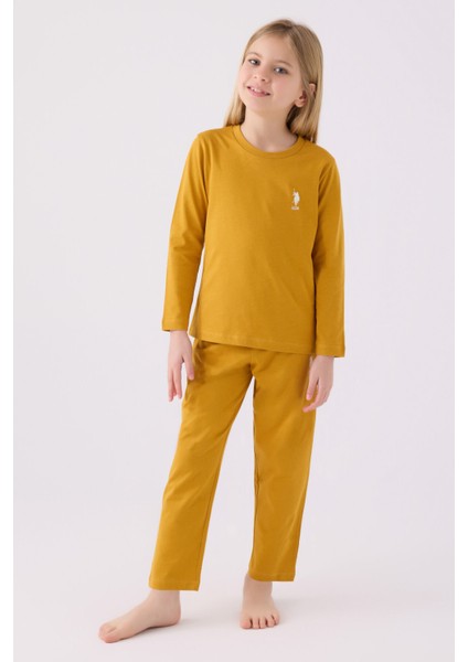 Kız Çocuk Hardal Pijama Takımı modelleri