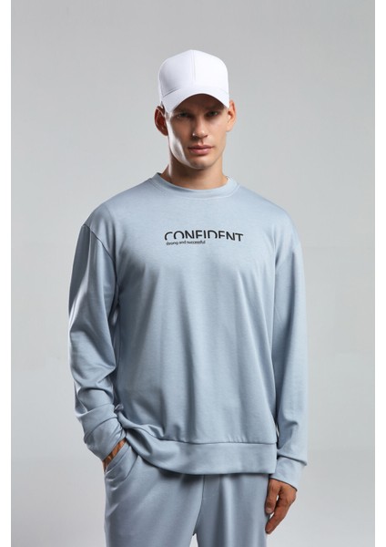 Erkek Mavi Sweatshirt