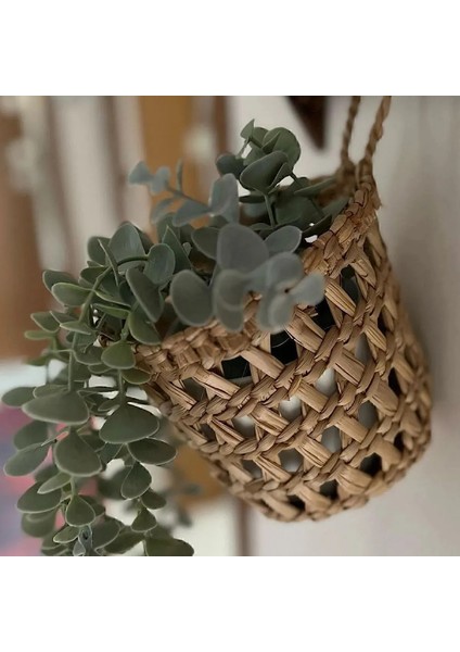 Dekoratif Çok Amaçlı / Hasır Saksı Sepet / Askı Sepet / Duvar Sepet 10 x 10CM