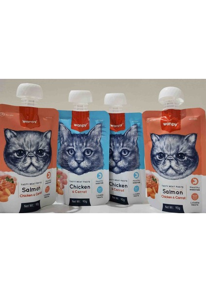 Kedi Ezmesı Tavuklu ve somonlu 90 gr 4 PAKET FİYATIDIR