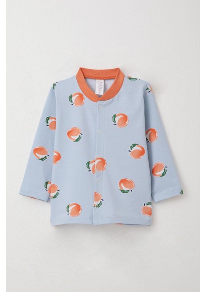 Kız Bebek Pijama Takımı Meyve Desenli 4 Ay-1 Yaş, Buz Mavisi
