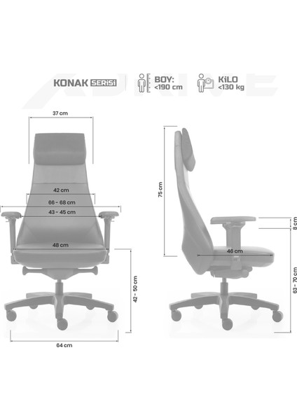 Business Konak Çalışma Koltuğu Large Deri Siyah