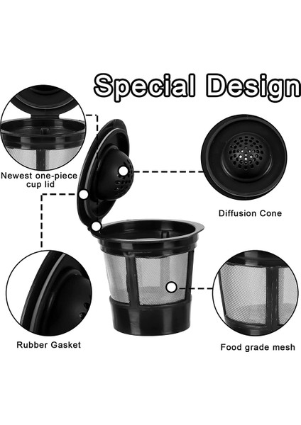Keurig Için K Cups Için Yeniden Kullanılabilir, K-Supreme Için Evrensel Doldurulabilir Kcups Kahve Filtreleri ve Keurig 1.0 ve 2.0 Için K-Supreme Plus (Yurt Dışından) modelleri