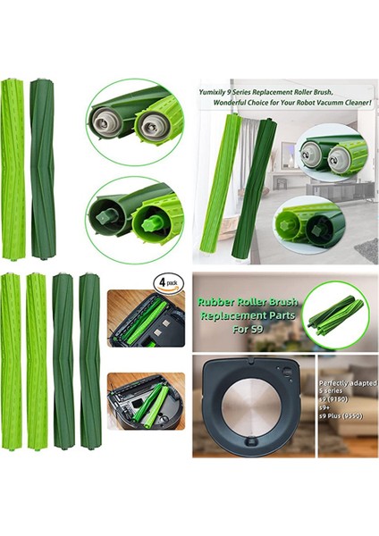 Irobot Roomba S9 (9150) S9+ S9 Plus (9550) Robotlu Süpürge Yedek Yedek Parçaları Için Kauçuk Rulo Fırça Seti (Yurt Dışından)