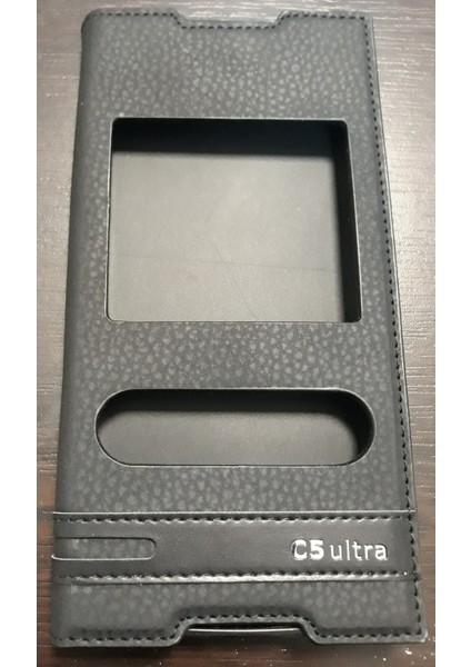Sony Xperıa C5 Pencereli Gizli Mıknatıslı Silikon Kasalı Kapaklı Lüx Kılıf
