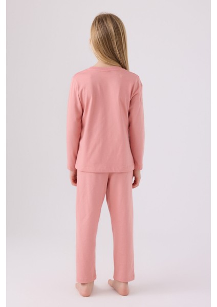 Kız Çocuk Retro Pembe Pijama Takımı