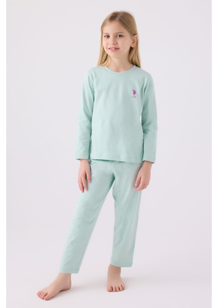 Kız Çocuk Açık Mint Pijama Takımı