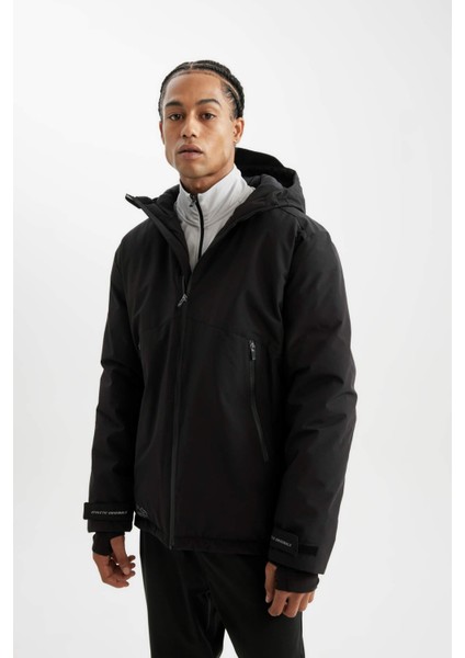 Fit Termometreli Mont Parka Su İtici Rüzgar Geçirmez Slim Fit Dar Kesim Kapüşonlu Fermuarlı C6056AX24WN
