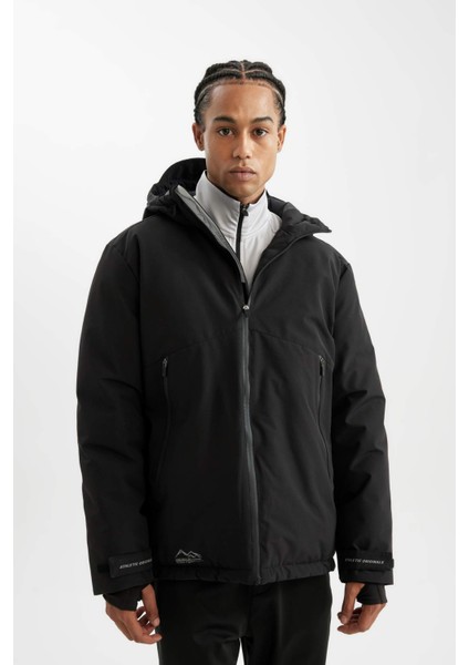 Fit Termometreli Mont Parka Su İtici Rüzgar Geçirmez Slim Fit Dar Kesim Kapüşonlu Fermuarlı C6056AX24WN