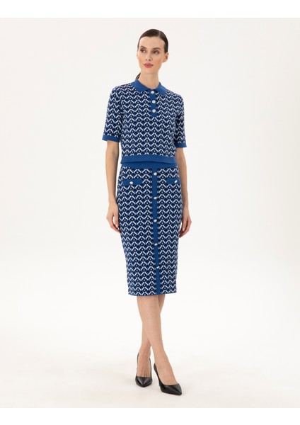 Kadın Saks Crop Top Kazak 50290547-VR045 fırsatları