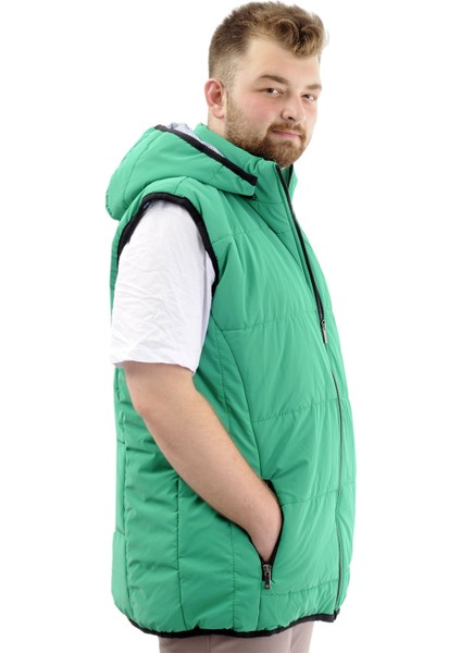 Mode Xl Erkek Büyük Beden Şişme Yelek Cepli Çıkarılabilir Kapüşonlu U24703 Yeşil modelleri