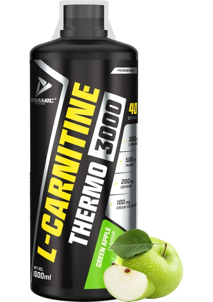 L-carnitine Thermo 3000 - 1000 ml - Yeşil Elma Aromalı - 40 Servis - L-karnitin
