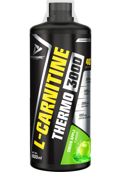 L-carnitine Thermo 3000 - 1000 ml - Yeşil Elma Aromalı - 40 Servis - L-karnitin