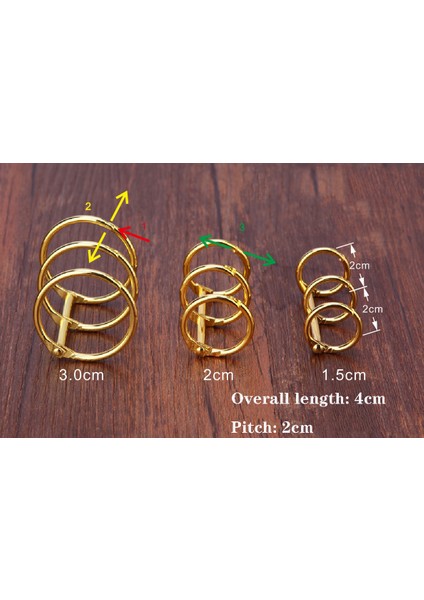 1.5cm Tarzı 3 Halkalı Altın Renkli Defter Bağlama Halkası Açık Halka Gevşek Düğme Bağlama Kelepçe Takvim Bağlama Yüzük Bağlama Halkası (Yurt Dışından)